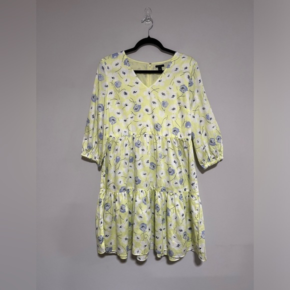 Ann Taylor Yellow Floral Spring Knee Length Dress Size 6 Garden Party Tea Shower - Picture 1 of 8
